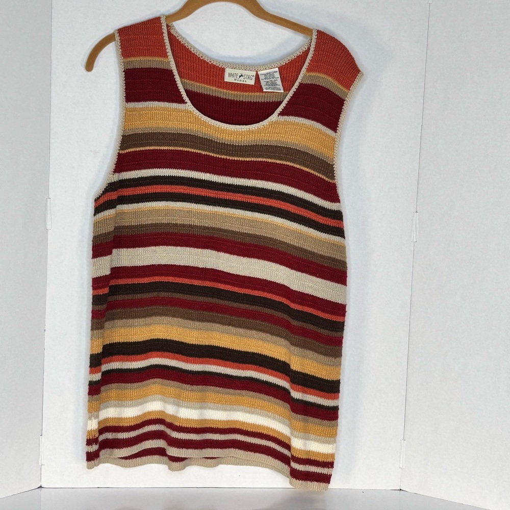WHITESTAG- Knit Tank Top in Cream, Brown,Burgundy& Orange Size 18W/20W